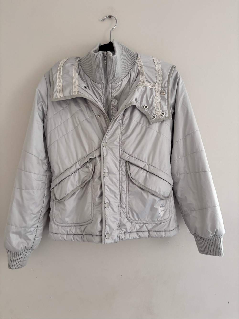 Diesel Light Gray Quilted Puffer Jacket